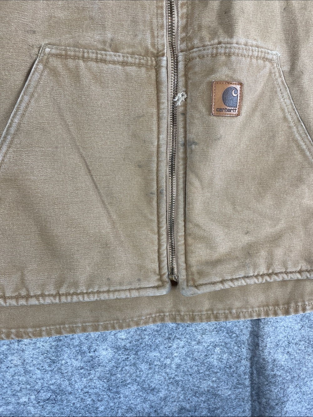 Vintage 07 Carhartt Brown Zip Front Work Vest Large Workwear Utility Western - Picture 9 of 15